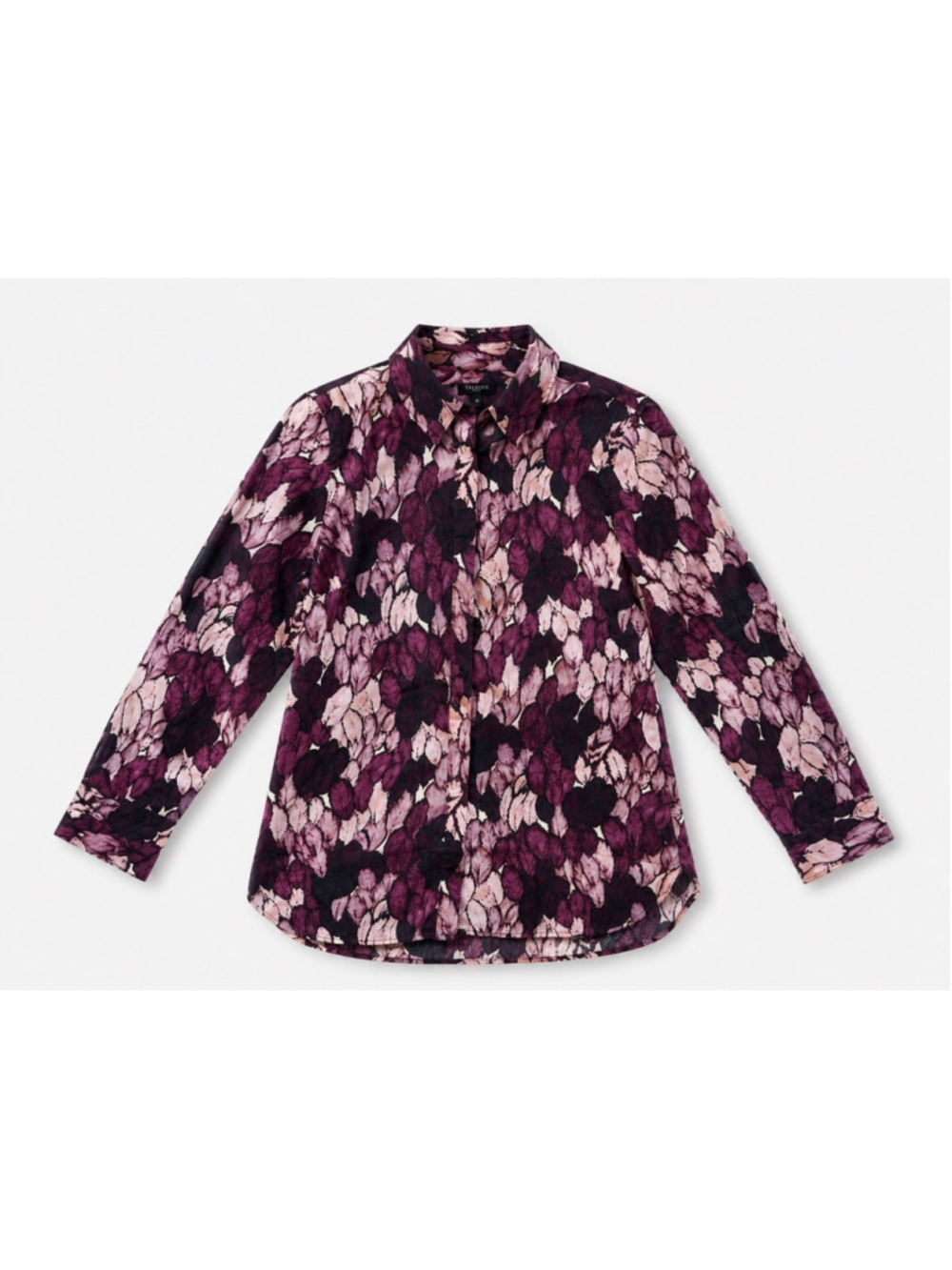 Women's Talbots Petite Purple Pink Leaf Print Button Down Shirt SP Summer